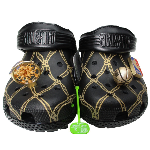 Crocs NBA All-Star Classic Clog Black Gold Men 6 Women 8 Basketball w/ Jibbitz